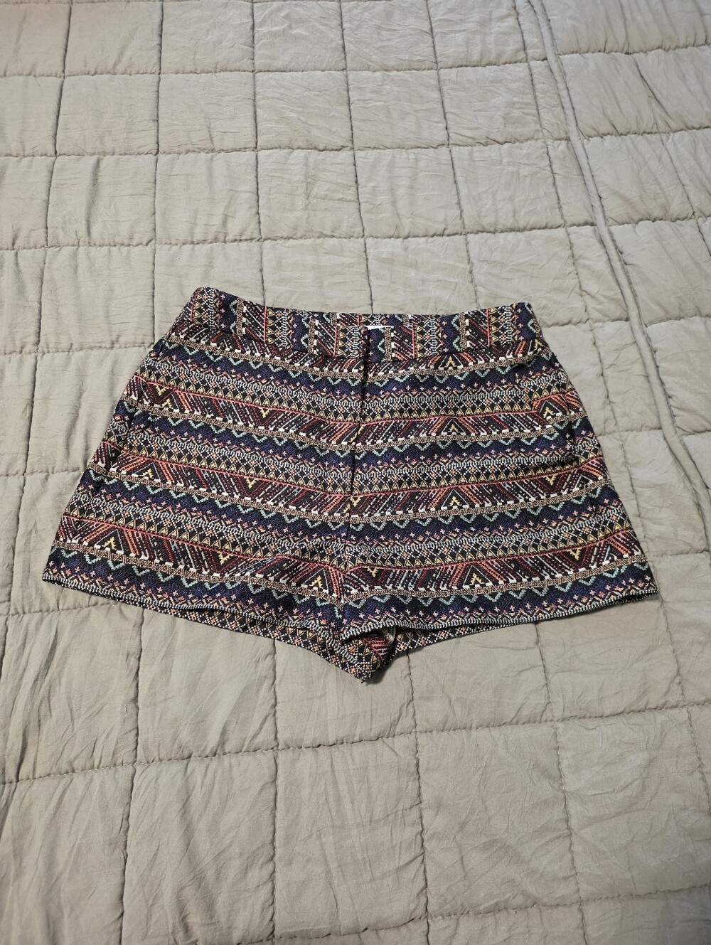 BCBGeneration Navy Multicolor Aztec High-Waist Shorts